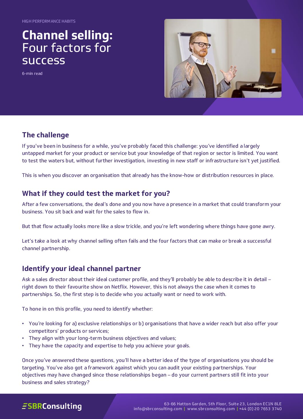 Cover for Article_Channel-selling-Four-factors-for-success_SBR-Consulting